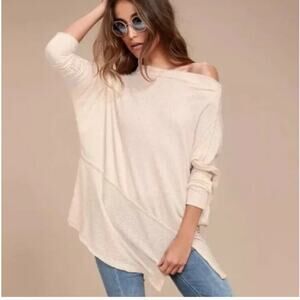 We The Free People Londontown Long Sleeve Thermal Top Moonstone Beige M